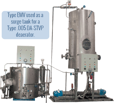 Type EMV used as a surge tank for a Type .005 DA-STVP deaerator